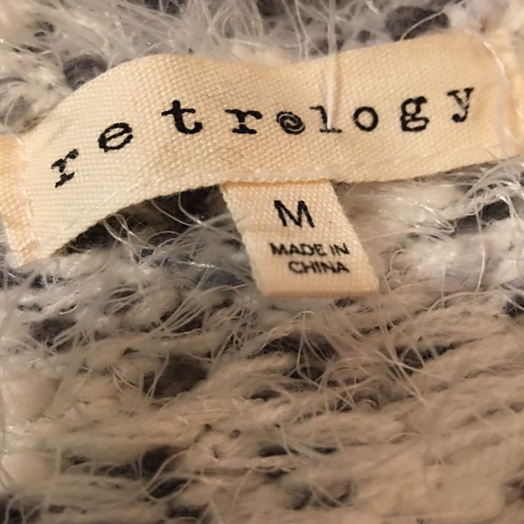 Retrology Long Sleeve Feather Knit Pink Gray Cream Long Cardigan Sweater Size M. - Picture 5 of 8